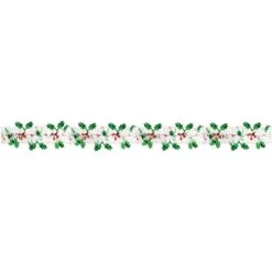 AMSCAN Christmas Holiday 18 Ft. X 3 In. Tinsel Garland With Foil Holly And Berries (2-Pack)