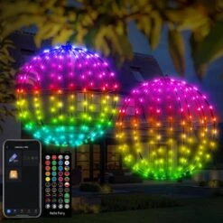 2 Pack 11.8 In. 108LED Hanging Ball Lights Color Changing Color Changing