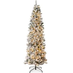 Best Choice Products 7.5 Ft. Pre-Lit Incandescent Flocked Artificial Christmas Tree With 350 Warm White Lights