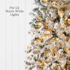 Best Choice Products 7.5 Ft. Pre-Lit Incandescent Flocked Artificial Christmas Tree With 350 Warm White Lights -Northlight Shop best choice products pre lit christmas trees sky5095 fa 1000
