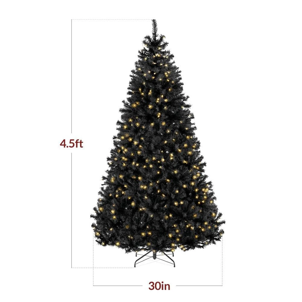 Best Choice Products 4.5 Ft. Black Pre-Lit Artificial Christmas Tree With 175-Warm White Lights 2 Best Choice Products 4.5 Ft. Black Pre-Lit Artificial Christmas Tree With 175-Warm White Lights - Image 2