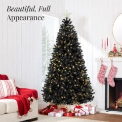 Best Choice Products 4.5 Ft. Black Pre-Lit Artificial Christmas Tree With 175-Warm White Lights 11 Best Choice Products 4.5 Ft. Black Pre-Lit Artificial Christmas Tree With 175-Warm White Lights -Northlight Shop best choice products pre lit christmas trees sky7003 66 1000