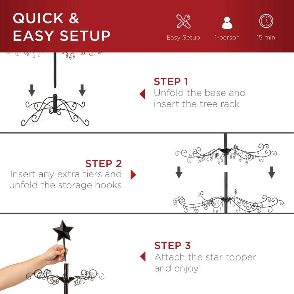 Best Choice Products 6 Ft. Unlit Wrought Iron Ornament Display Artificial Christmas Tree 6 Best Choice Products 6 Ft. Unlit Wrought Iron Ornament Display Artificial Christmas Tree - Image 6