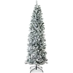 Best Choice Products 9 Ft. Unlit Flocked Pencil Artificial Christmas Tree