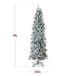 Best Choice Products 9 Ft. Unlit Flocked Pencil Artificial Christmas Tree -Northlight Shop best choice products unlit christmas trees sky6929 76 1000