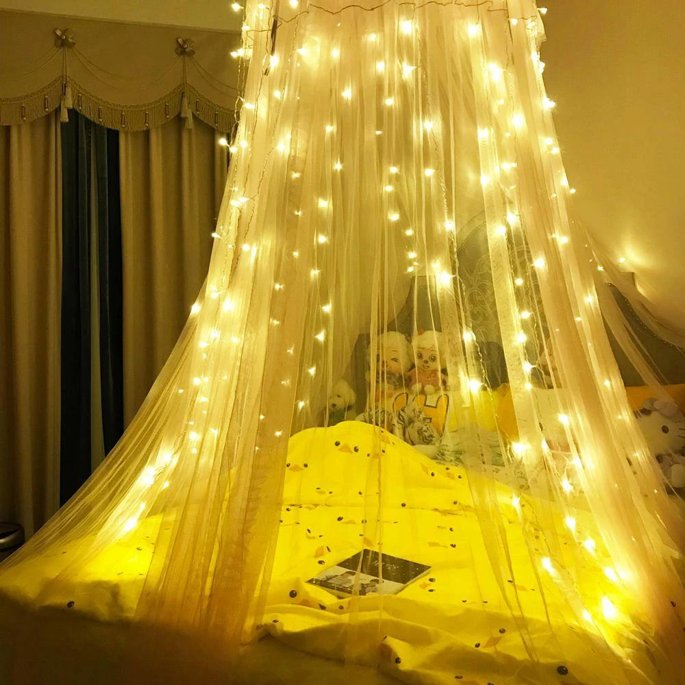 9.8 Ft. X 9.8 Ft. 300 LED Warm White Window Curtain String Light With Remote, 8-Lighting Modes USB Powered 6 9.8 Ft. X 9.8 Ft. 300 LED Warm White Window Curtain String Light With Remote, 8-Lighting Modes USB Powered - Image 6