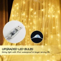 9.8 Ft. X 9.8 Ft. 300 LED Warm White Window Curtain String Light With Remote, 8-Lighting Modes USB Powered 11 9.8 Ft. X 9.8 Ft. 300 LED Warm White Window Curtain String Light With Remote, 8-Lighting Modes USB Powered -Northlight Shop betus christmas novelty lights b string curtain 300led 10ft 4f 1000