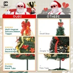 4.5 Ft. Pre-Lit LED Pop Up Artificial Christmas Tree With 100 Lights, 2 Red And Golden Ribbons And Green Plastic Stand -Northlight Shop caphaus pre lit christmas trees hdfc chpg5406l grrd 1d 1000