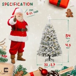 4.5 Ft. Snow Flocked Pre-Lit LED Artificial Christmas Tree With 200 Twinkling Lights With Foldable Stand -Northlight Shop caphaus pre lit christmas trees hdfc chpgf5401l grwh 2 40 1000
