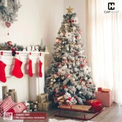 4.5 Ft. Snow Flocked Pre-Lit LED Artificial Christmas Tree With 200 Twinkling Lights With Foldable Stand -Northlight Shop caphaus pre lit christmas trees hdfc chpgf5401l grwh 2 4f 1000