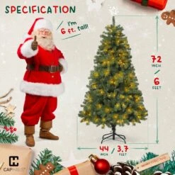 6 Ft. Pre-Lit LED Artificial Christmas Tree With 250 Twinkling Lights With Foldable Stand -Northlight Shop caphaus pre lit christmas trees hdfc chpgf7201l gr 2 40 1000
