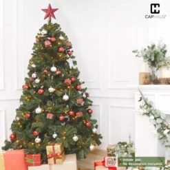6 Ft. Pre-Lit LED Artificial Christmas Tree With 250 Twinkling Lights With Foldable Stand -Northlight Shop caphaus pre lit christmas trees hdfc chpgf7201l gr 2 4f 1000