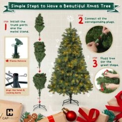 6 Ft. Pre-Lit LED Artificial Christmas Tree With 250 Twinkling Lights With Foldable Stand -Northlight Shop caphaus pre lit christmas trees hdfc chpgf7201l gr 2 c3 1000