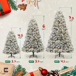 6 Ft. Snow Flocked Pre-Lit LED Artificial Christmas Tree With 250 Twinkling Lights With Foldable Stand -Northlight Shop caphaus pre lit christmas trees hdfc chpgf7201l grwh 2 1d 1000