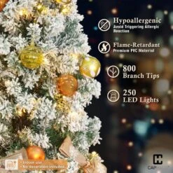 6 Ft. Snow Flocked Pre-Lit LED Artificial Christmas Tree With 250 Twinkling Lights With Foldable Stand -Northlight Shop caphaus pre lit christmas trees hdfc chpgf7201l grwh 2 77 1000