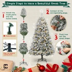 6 Ft. Snow Flocked Pre-Lit LED Artificial Christmas Tree With 250 Twinkling Lights With Foldable Stand -Northlight Shop caphaus pre lit christmas trees hdfc chpgf7201l grwh 2 c3 1000