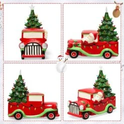 10.5 In. Pre-Lit Vintage Tabletop Ceramic Christmas Tree Truck With Battery -Northlight Shop casainc christmas centerpieces ca cm22643 66 1000