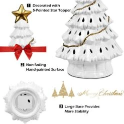 11.5 In. White Ceramic Battery Operated Tabletop Christmas Tree With Lights -Northlight Shop christmas centerpieces cm hwy 22113 1f 1000