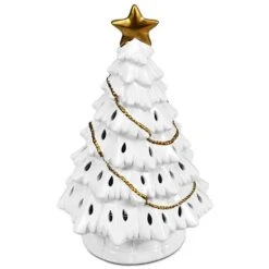 11.5 In. White Ceramic Battery Operated Tabletop Christmas Tree With Lights -Northlight Shop christmas centerpieces cm hwy 22113 44 1000