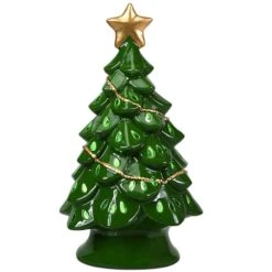 11.5 In. Green Ceramic Tabletop Christmas Tree With Lights