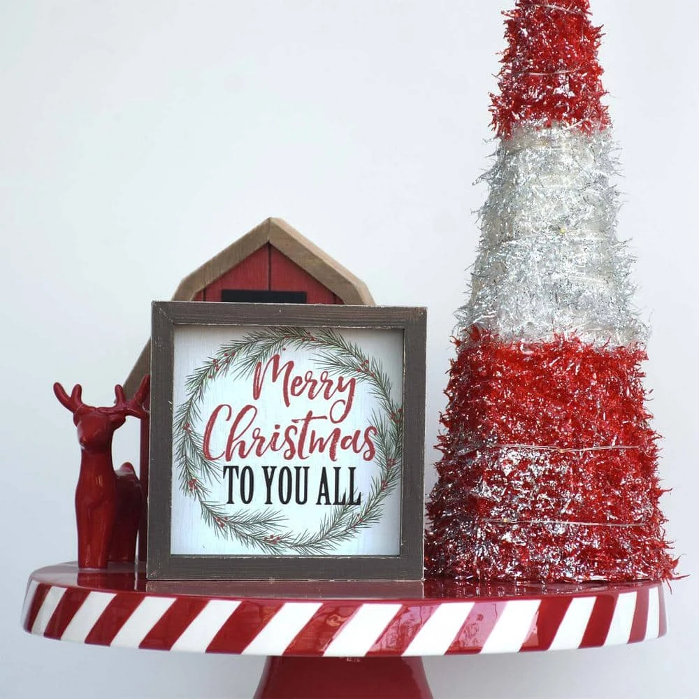 5.875 In. Wood Merry Christmas To You All Christmas Tabletop Sign 3 5.875 In. Wood Merry Christmas To You All Christmas Tabletop Sign - Image 3