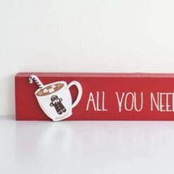 1.75 In. Red Wood All You Need Is Love And Hot Cocoa Christmas Tabletop Sign -Northlight Shop christmas centerpieces sg2214 1f 1000