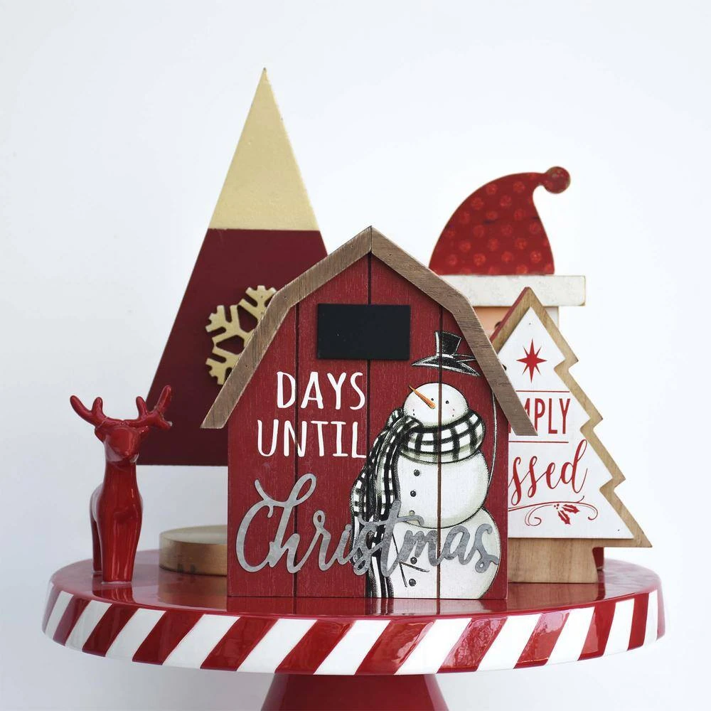 7.75 In. Wood Countdown To Christmas Barn Shaped Christmas Tabletop Sign With Chalkboard 4 7.75 In. Wood Countdown To Christmas Barn Shaped Christmas Tabletop Sign With Chalkboard - Image 4