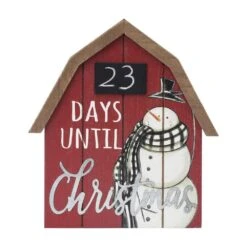 7.75 In. Wood Countdown To Christmas Barn Shaped Christmas Tabletop Sign With Chalkboard