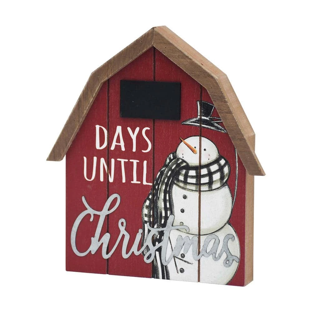 7.75 In. Wood Countdown To Christmas Barn Shaped Christmas Tabletop Sign With Chalkboard 3 7.75 In. Wood Countdown To Christmas Barn Shaped Christmas Tabletop Sign With Chalkboard - Image 3