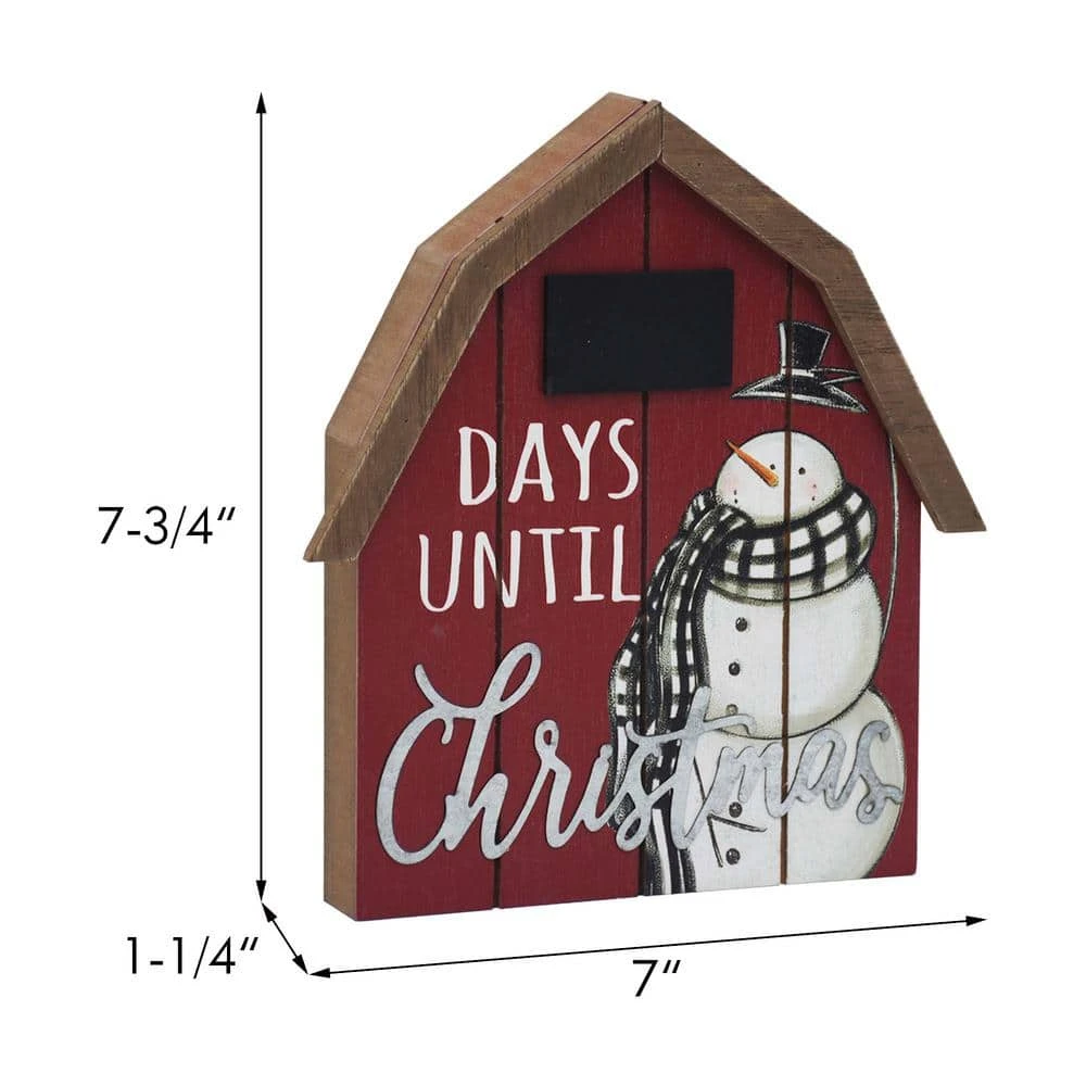 7.75 In. Wood Countdown To Christmas Barn Shaped Christmas Tabletop Sign With Chalkboard 7 7.75 In. Wood Countdown To Christmas Barn Shaped Christmas Tabletop Sign With Chalkboard - Image 7