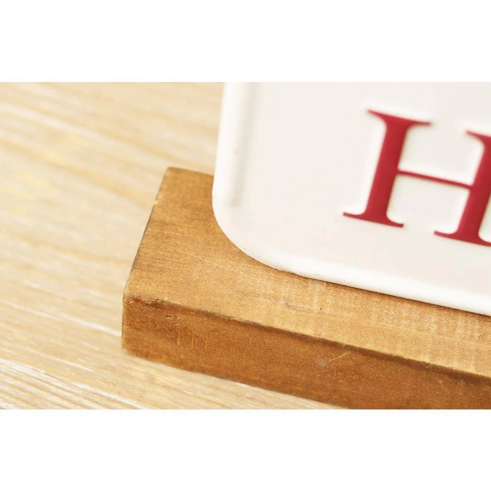 7.8 7 5 In. HO HO HO Christmas Tabletop Metal Sign With Solid Wood Stand 4 7.8 7 5 In. HO HO HO Christmas Tabletop Metal Sign With Solid Wood Stand - Image 4