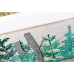 3.5 In. White Green Wood Christmas Tabletop Sign With Galvanized Metal Letters - Joy -Northlight Shop christmas centerpieces uh344 1f 1000