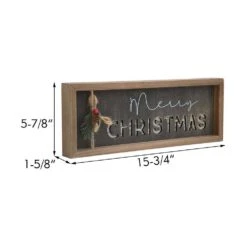 5.87 5 In. Brown Frame Black Background Wood Merry Christmas Tabletop Sign -Northlight Shop christmas centerpieces uh457 44 1000