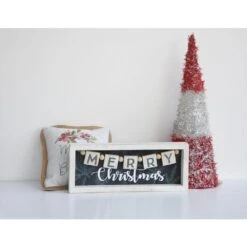 4.75 In. Black And White Farmhouse Wood Merry Christmas Tabletop Decor -Northlight Shop christmas centerpieces uh464 4f 1000