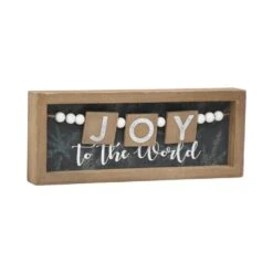 4.75 In. Brown And Black Wood Tabletop Christmas Wood Sign - Joy To The World