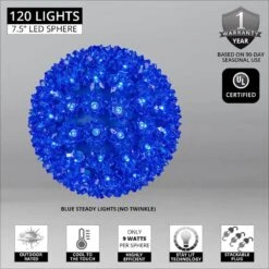 7.5 In. 120-Light LED Blue Decorative Starlight Sphere 7 7.5 In. 120-Light LED Blue Decorative Starlight Sphere -Northlight Shop christmas novelty lights 76500 4f 1000