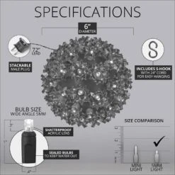 6 In. 70-Light LED Cool White Twinkle Starlight Sphere 9 6 In. 70-Light LED Cool White Twinkle Starlight Sphere -Northlight Shop christmas novelty lights 76548 1f 1000