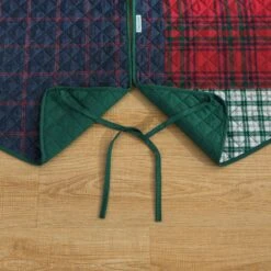 48 In. Knox Plaid Polyester Microfiber Quilted Tree Skirt -Northlight Shop christmas tree skirts cl200mu21 44 1000