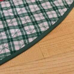 48 In. Knox Plaid Polyester Microfiber Quilted Tree Skirt -Northlight Shop christmas tree skirts cl200mu21 fa 1000