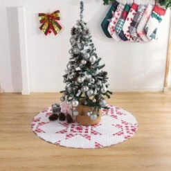 48 In. Angelina Polyester Microfiber Quilted Tree Skirt -Northlight Shop christmas tree skirts cl202mu21 31 1000