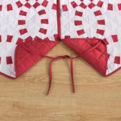 48 In. Holiday Ring Polyester Microfiber Quilted Tree Skirt -Northlight Shop christmas tree skirts cl205rd21 1f 1000