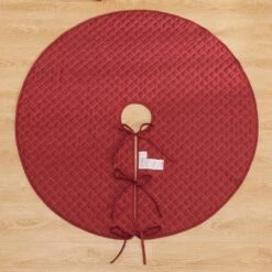 48 In. Holiday Ring Polyester Microfiber Quilted Tree Skirt -Northlight Shop christmas tree skirts cl205rd21 4f 1000