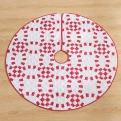 48 In. Holiday Ring Polyester Microfiber Quilted Tree Skirt -Northlight Shop christmas tree skirts cl205rd21 c3 1000
