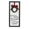 27.56 In. Multi-Color Wood Wall Sign With Pine Wreath And Bow Accent