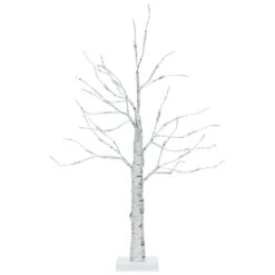 2 Ft. Pre-Lit White Twig Birch Tree Battery Powered For Christmas Set Of 2