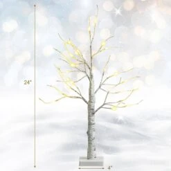2 Ft. Pre-Lit White Twig Birch Tree Battery Powered For Christmas Set Of 2 -Northlight Shop costway christmas centerpieces 2 ms2j 34 a66 c3 1000