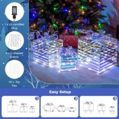 3-Pieces 90-Count LED Lighted White Christmas Gift Boxes Decorations -Northlight Shop costway christmas novelty lights hcst04318 1f 1000