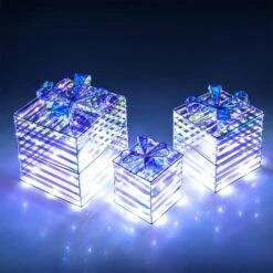 3-Pieces 90-Count LED Lighted White Christmas Gift Boxes Decorations -Northlight Shop costway christmas novelty lights hcst04318 31 1000
