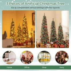4 Ft. 5 Ft. 6 Ft. PreLit Artificial Christmas Tree With Realistic Accumulated Snow (Set Of 3) -Northlight Shop costway pre lit christmas trees hcst04381 1f 1000
