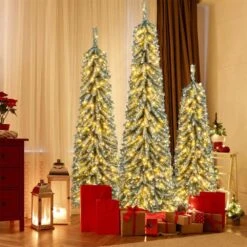 4 Ft. 5 Ft. 6 Ft. PreLit Artificial Christmas Tree With Realistic Accumulated Snow (Set Of 3) -Northlight Shop costway pre lit christmas trees hcst04381 31 1000